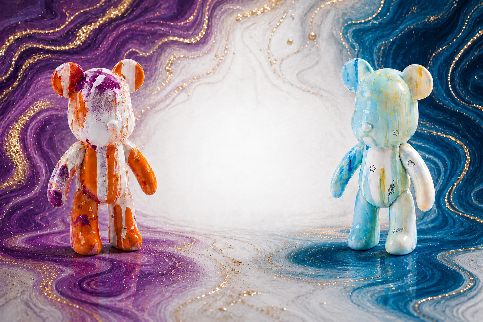 Figurines in Fluid Art technique